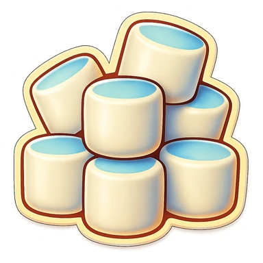 Remove the faces from the marshmallows, keep the retro stickers style and transparent background the same. sticker