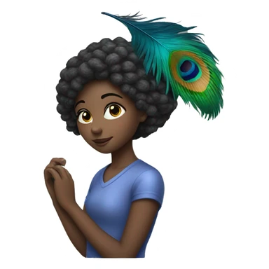 a girl wth peacock feather sticker