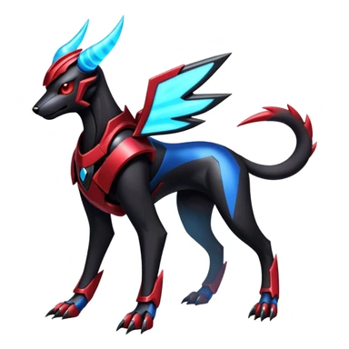 Shiny Gothic Exotic Futuristic Houndoom-Genesect-Pokémon-Fakémon-hybrid-creature sticker
