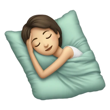 sleeping beauty brunette white girl with a silk pillow and short hair  sticker