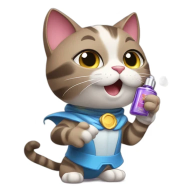 super hero cat spraying perfume sticker