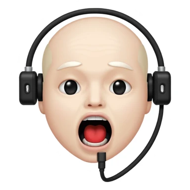 Mouth open wide with audio cable stuffed inside. sticker