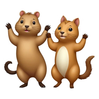 A capibara and a cat dancing sticker