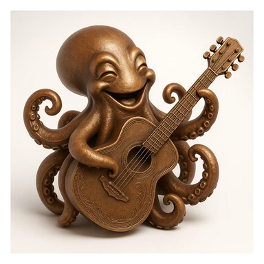 happy octopus with multiple arms playing guitar sticker