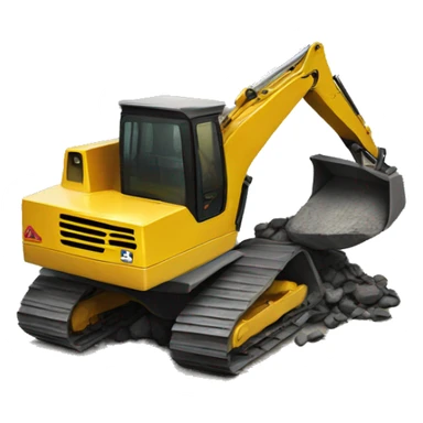 Track hoe dumping rock  sticker