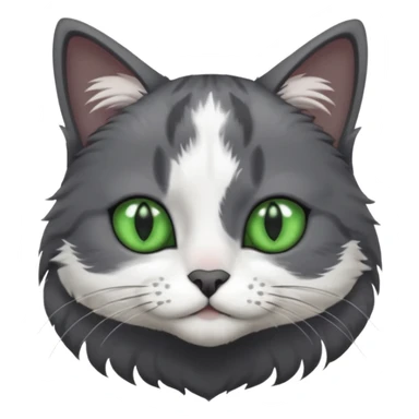 one dark grey and white cat and one completely solid dark grey cat with green eyes and only white paws sticker