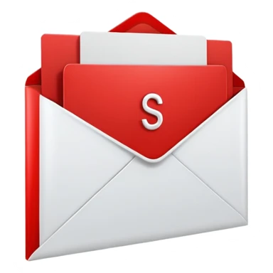 red envelope letter with white "S" logo sticker