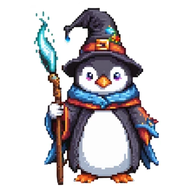 penguin wizard casting spell sticker