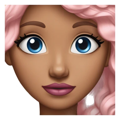 tan skin, blue eyes, wavy hair, pink lips tall, few freckles, zoomed out sticker