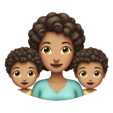 a mom with short dark brown curly hair and twin babies one boy one girl sticker