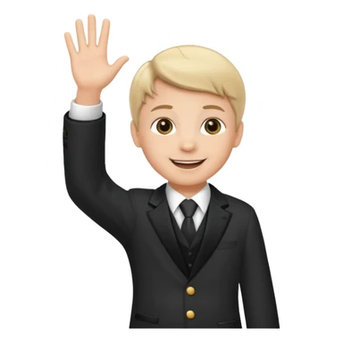 a child greeting with a wave, etiquette theme sticker