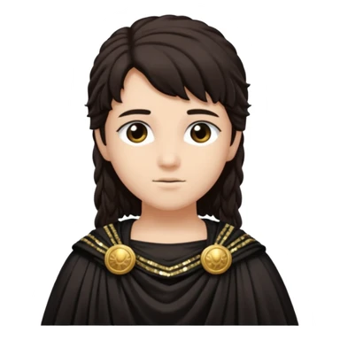 Libera from Roman Deities with long dark brown hair, black sequin toga sticker