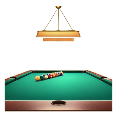 A well-arranged pool table with colorful billiard balls neatly placed, and a cue stick poised to take a shot. The setting is a dimly lit room with a focused atmosphere, highlighting the precision and strategy involved in the game of billiards. sticker