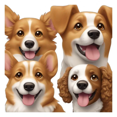 Two dogs smiling corgi and brown poodle sticker