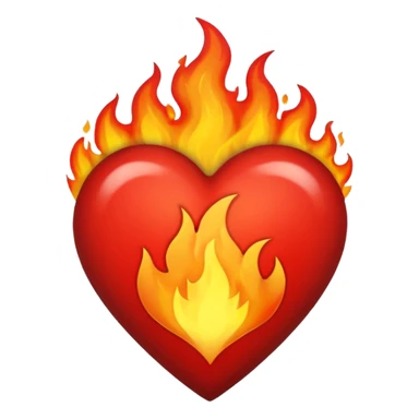 Black and red heart on fire sticker