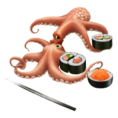 Octopus making sushi  sticker