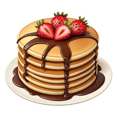 Pancake with strawberries and chocolate sticker