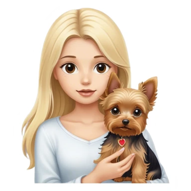 a blonde girl with a yorkie puppy with long hair sticker