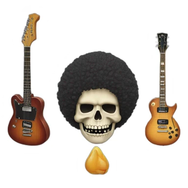 Soolking brook ;skeletal face ;affro cut ;guitar;crown sticker