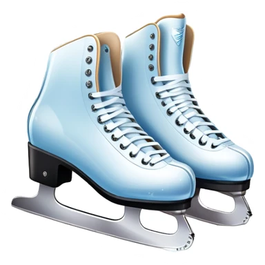 An icon featuring a pair of elegant figure skates standing on the smooth ice of a rink, with sparkling ice beneath them. The background shows a grand ice arena with bright lights and empty stands, highlighting the beauty and grace of figure skating. Transparent background. sticker
