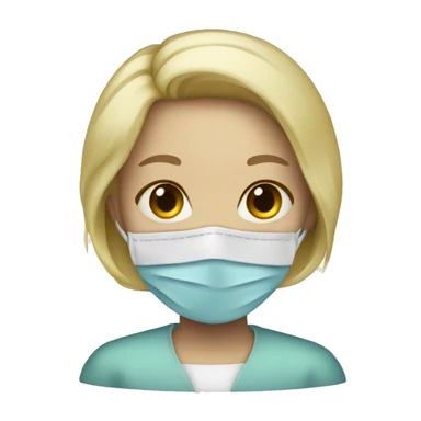 Blonde embalmer girl wearing mask sticker