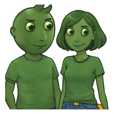 tall girl and short guy sticker