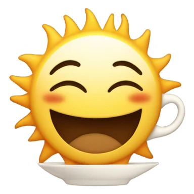 Smiling Sun with a cup of coffee  sticker