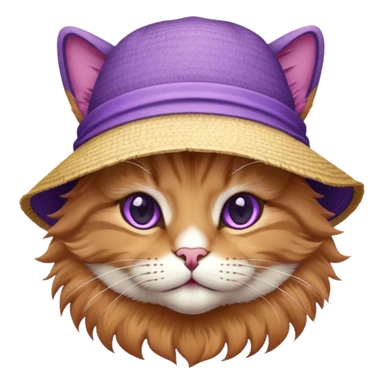 A purple cat wearing a sun hat  sticker