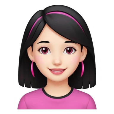 girl with black hair and pink streak by ear sticker