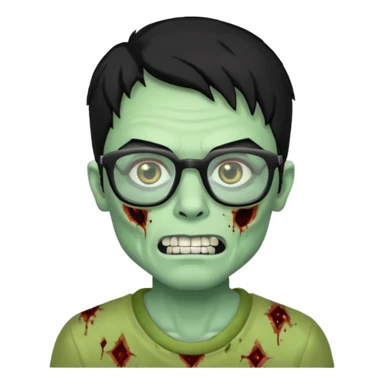 A zombie with glasses black hair and diamond teeth sticker