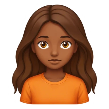 a girl whit brown and long hair, and orange shirt  sticker