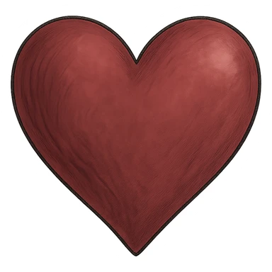 a heart in burgundy color, ghibli style sticker