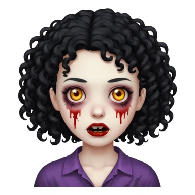 Emoji garota zombie com cabelo preto cacheado sticker