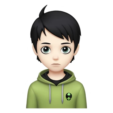 boy alien with black hair emo sticker