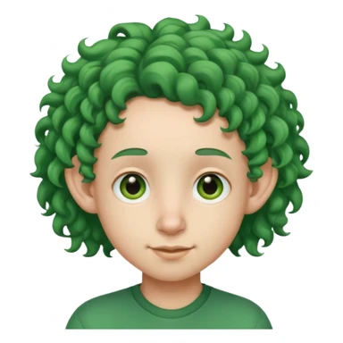 green curly  haired  big head accessory big nose mid size ear young sticker