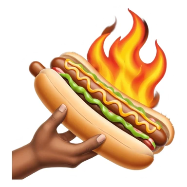 Hand Holding a Flaming Hotdog sticker