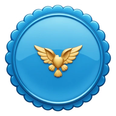 A blue scalloped circle with a verified thing sticker