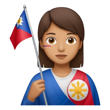 Holding a Philippine flag sticker