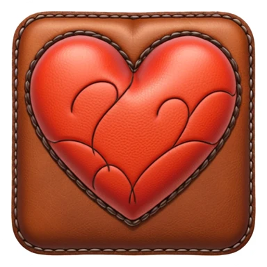 heart with a stitched leather look sticker