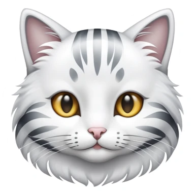 cat with white fur at the bottom and silver stripes at the top sticker