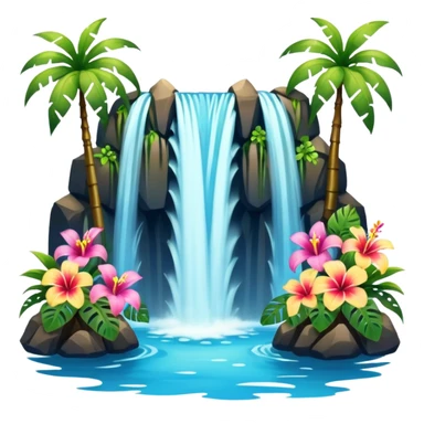 Hawaiian waterfall with flowers sticker