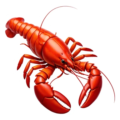 Cinematic bright red rock lobster, detailed hard shell, claws slightly open, freshly cooked, warm glowing tones, rich and indulgent. sticker