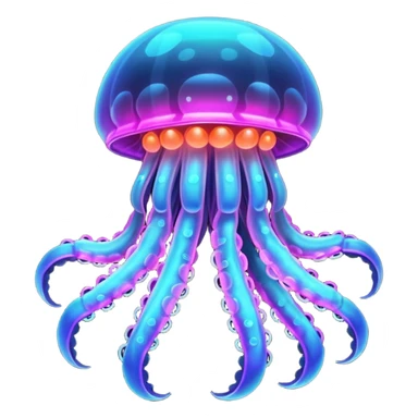 Neon glowing jellyfish-crab-squid sticker