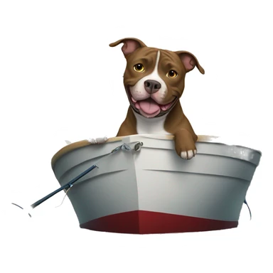 pitbull dog fishing on a boat sticker