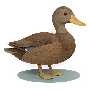 American Black Duck in paper craft style, delicate paper layers, realistic feather patterns, soft color variations, near a pond sticker
