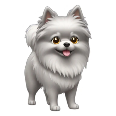Gray small spitz walking in overall sticker
