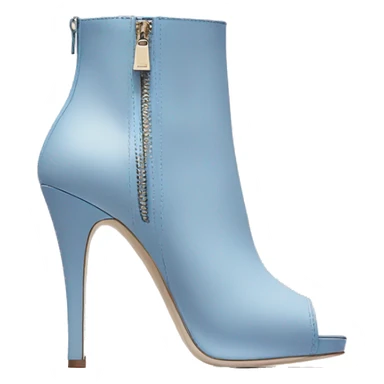 Realistic isolated front facing view of a pair of kate spade  pastel blueberry high heel zip up peep toe ankle boots.  sticker