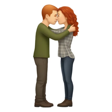 Red hair woman kissing a brown hair man clean shaven sticker