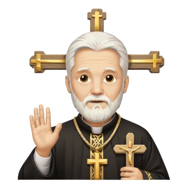 Older Orthodox Christian priest crossing himself (making the sign of the cross) with the movement of the Cross outlined in gold streaks sticker