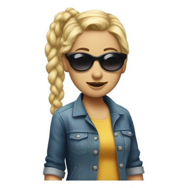 a woman with blonde hair in pigtails with sunglasses on, sticker
